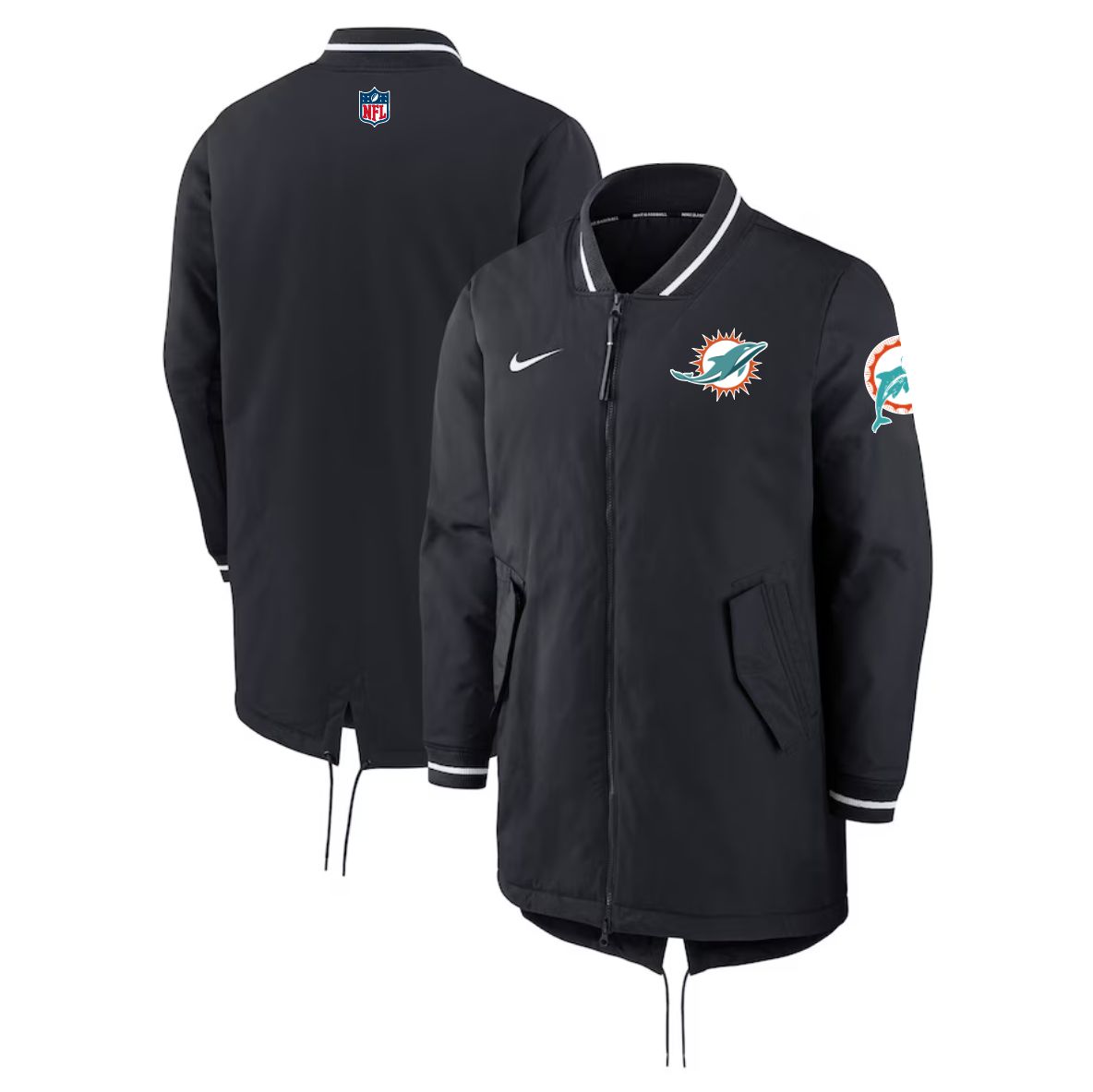 Men 2026 NFL Miami Dolphins black Extended Cotton Jacket style 01